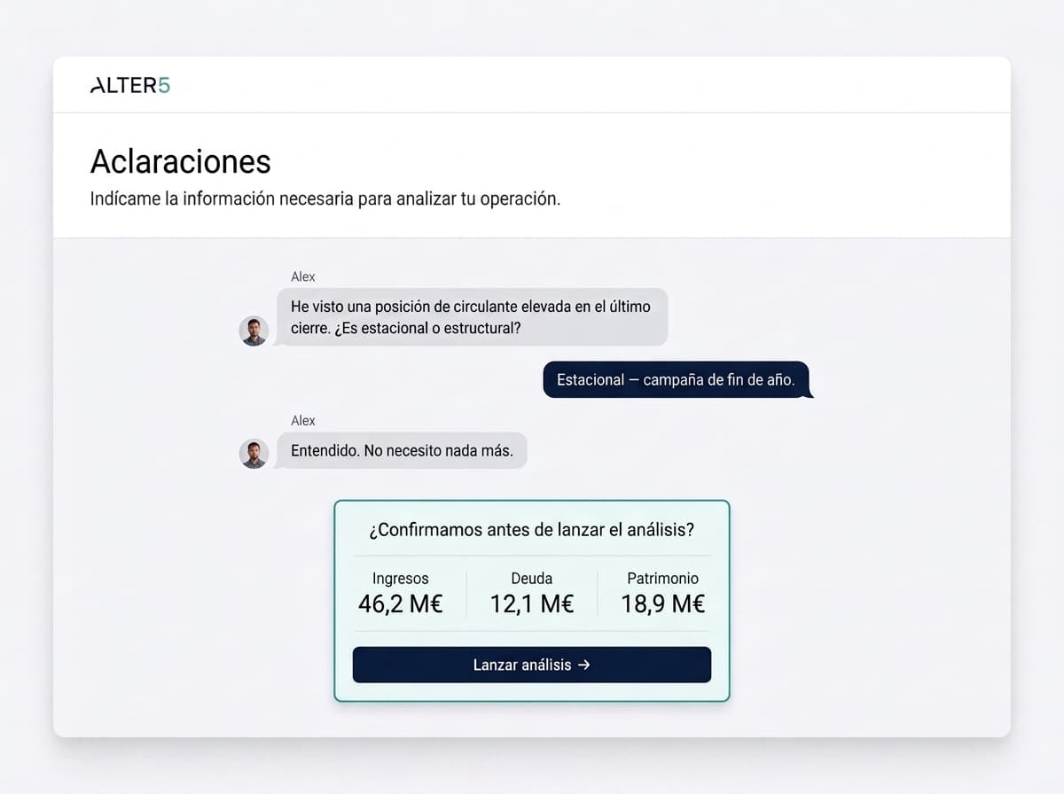 Alex — clarifications before launching the analysis